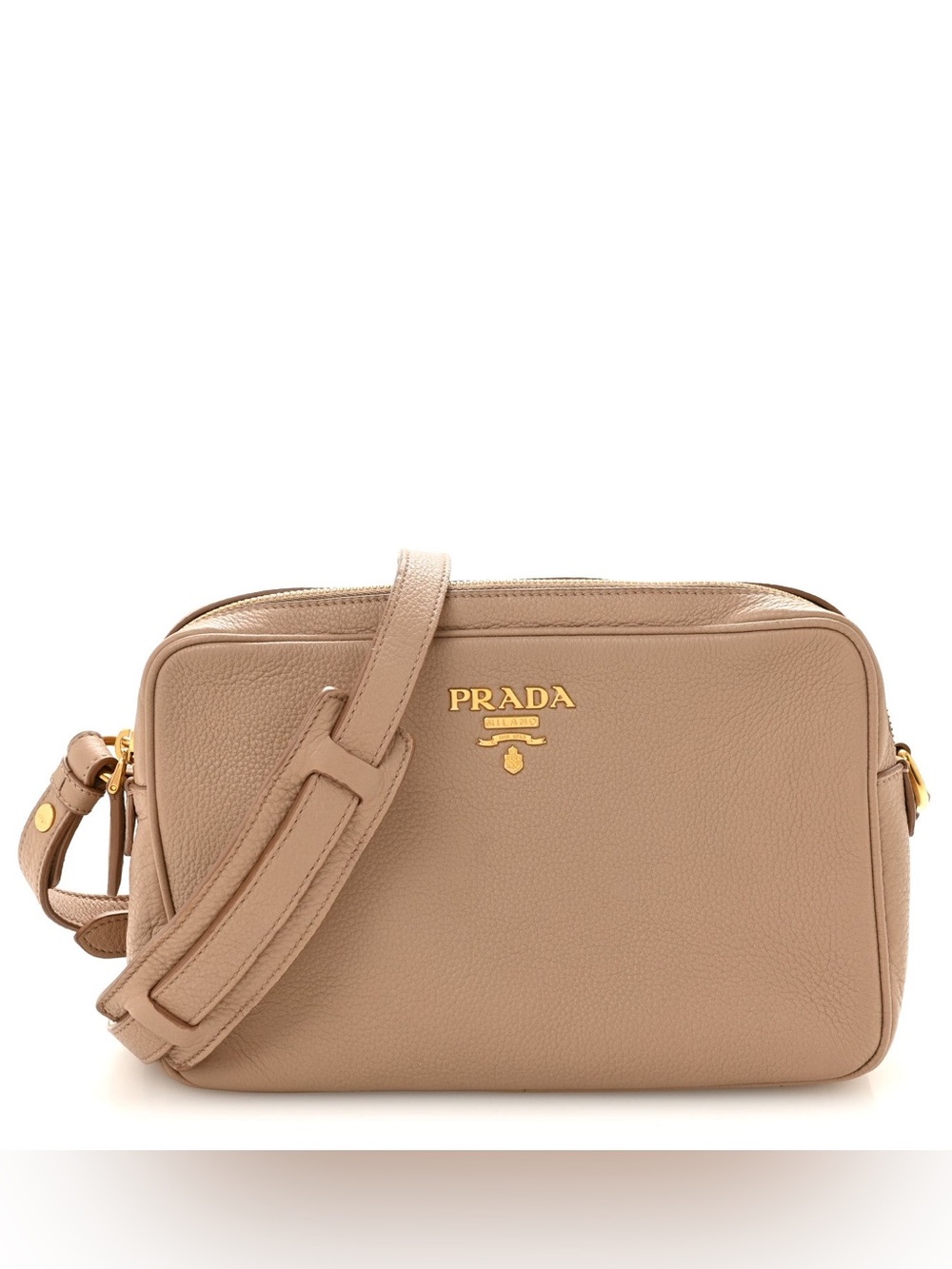 Prada Daino Leather Cammeo Camera Crossbody Bag with Gold Logo